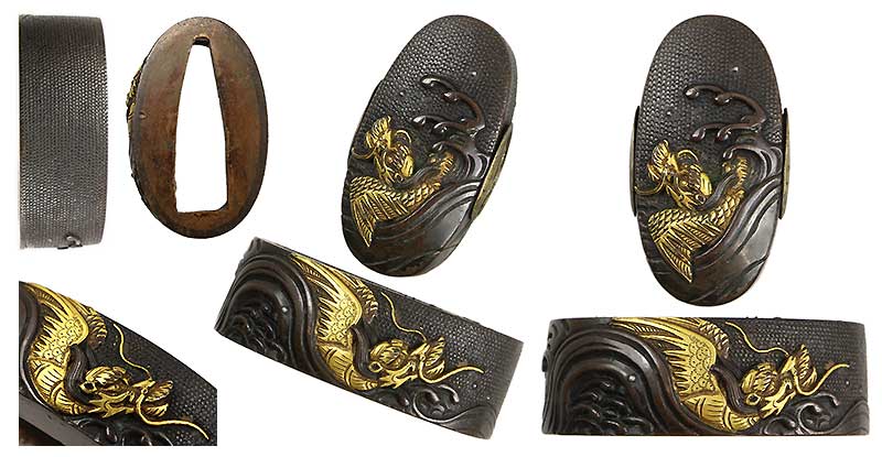 【赤銅七々子地飛龍(応龍)図縁頭】日本刀専門店【十拳-TOKKA-】NIHONTO KATANA SWORD FITTINGS ･鐔･縁頭･目貫･小柄