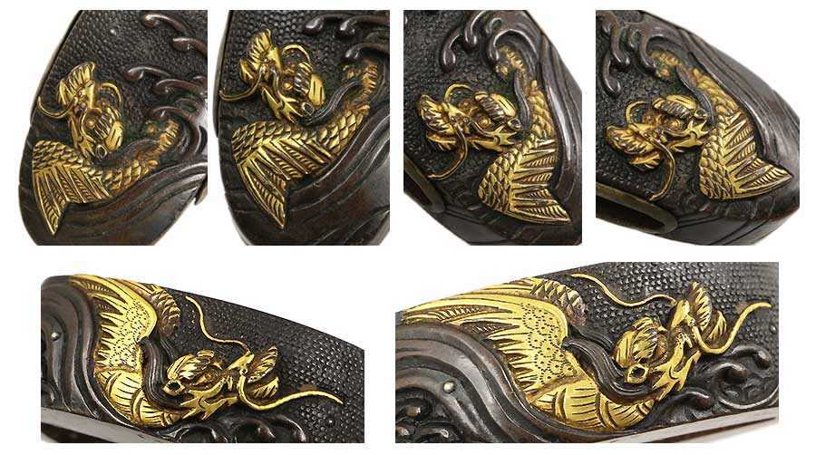 Shaku do nanako ji Hiryu zu Fuchi-gashira　日本刀専門店【十拳-TOKKA-】SWORD FITTINGS TSUBA FUCHI&KASHIRA MENUKI KOZUKA