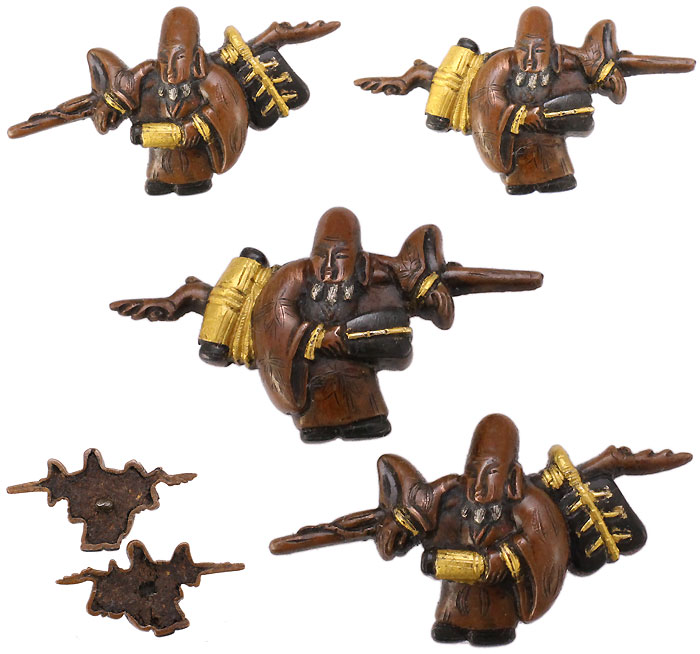 【素銅地寿老人目貫】日本刀専門店【十拳-TOKKA-】刀装小道具･刀装金工･鐔･縁頭･目貫･小柄