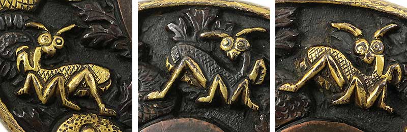 赤銅地菊花秋虫図 美濃金工鐔 日本刀専門店【十拳-TOKKA-】NIHONTO KATANA SWORD FITTINGS ･鐔･縁頭･目貫･小柄