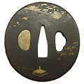 鉄地楼閣山水図鍔-Tsuba-