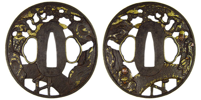 鉄地中国故事図鐔