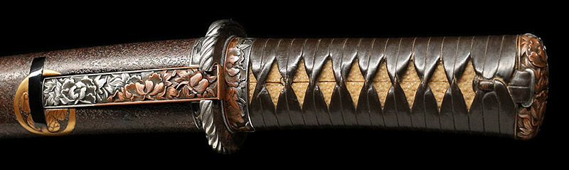 茶石目地葵紋鞘牡丹図昼夜拵 冬広　日本刀4　JAPANESE SWORD by www.tokka.biz